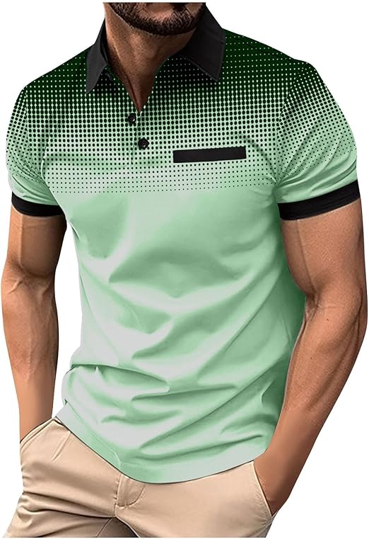 Mens Polos Short Sleeve Causal Loose Button Down Golf Shirts Summer Fashion Workout Tee Tops Trendy Clothes 2025