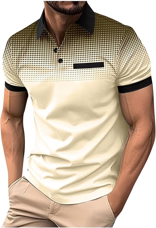 Mens Polos Short Sleeve Causal Loose Button Down Golf Shirts Summer Fashion Workout Tee Tops Trendy Clothes 2025