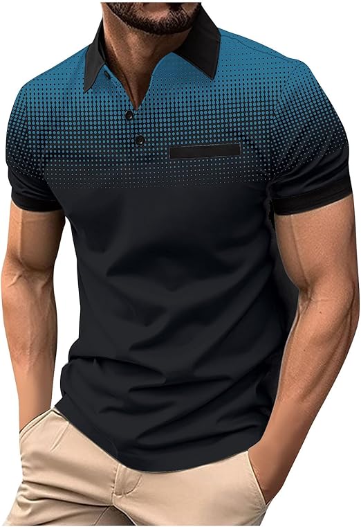 Mens Polos Short Sleeve Causal Loose Button Down Golf Shirts Summer Fashion Workout Tee Tops Trendy Clothes 2025