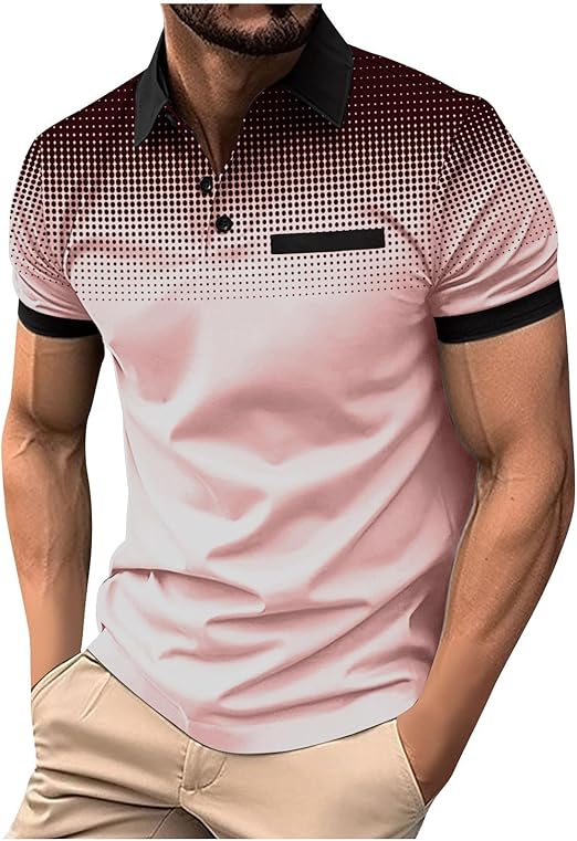 Mens Polos Short Sleeve Causal Loose Button Down Golf Shirts Summer Fashion Workout Tee Tops Trendy Clothes 2025