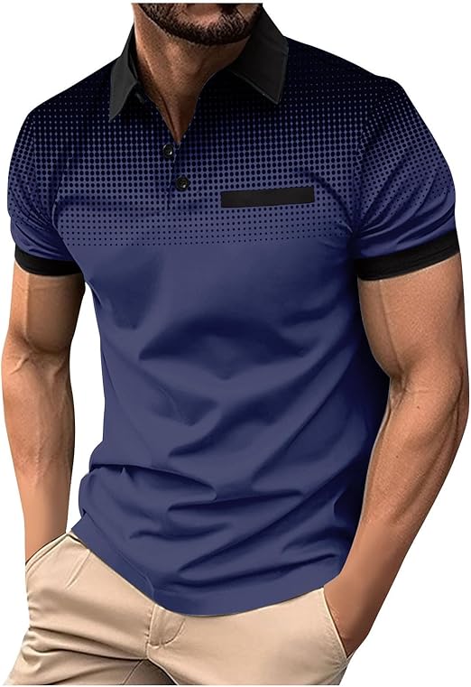 Mens Polos Short Sleeve Causal Loose Button Down Golf Shirts Summer Fashion Workout Tee Tops Trendy Clothes 2025
