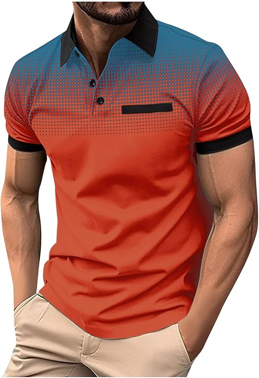 Mens Polos Short Sleeve Causal Loose Button Down Golf Shirts Summer Fashion Workout Tee Tops Trendy Clothes 2025