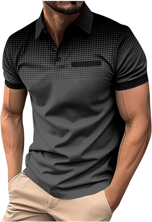 Mens Polos Short Sleeve Causal Loose Button Down Golf Shirts Summer Fashion Workout Tee Tops Trendy Clothes 2025